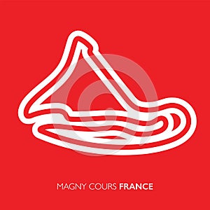 Magny Cours circuit, France. Motorsport race track vector map