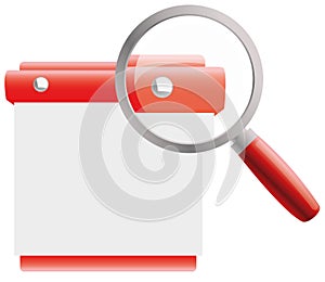 Magnyfing glass on a paper note