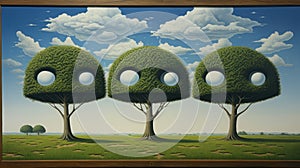 Magritte\'s Ultra Hd Realistic Painting Of Surreal Ecology Background