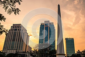 Maha Bandula park. Sunset city view of Yangon, Myanmar. Burma Asia.