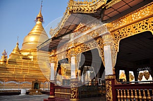 Maha Lawka Marazein golden stupa of Lawkamanisula pagoda paya temple or Kuthodaw inscription shrine for burmese people and foreign