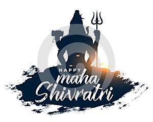 Maha shivratri festival greeting with lord shiva silhouette