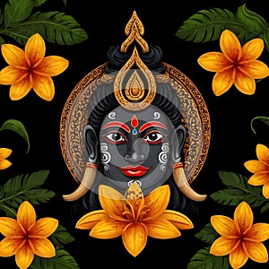 Maha shivratri illustration of trishul damru and flowers with black background shivratri post