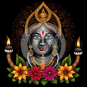 Maha shivratri illustration of trishul damru and flowers with black background shivratri post