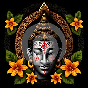 Maha shivratri illustration of trishul damru and flowers with black background shivratri post