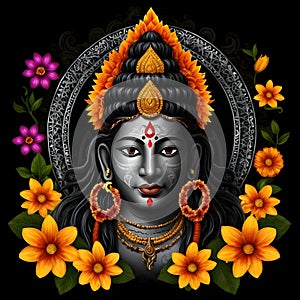 Maha shivratri illustration of trishul damru and flowers with black background shivratri post