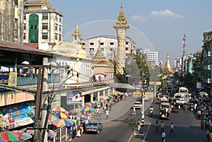 Mahabandoola road at Yangon