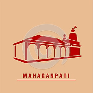Mahaganapati Ganapati temple vector icon. Ashtavinayak Ganesh Mandir icon photo