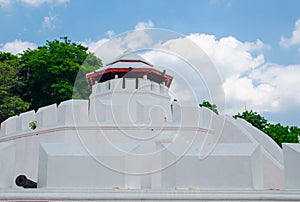 The mahakan fort is octagonal in shape and in three levels, one of two surviving citadels that defended the old walled city.