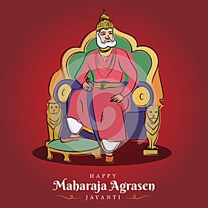 Maharaja Agrasen Jayanti poster, Agrasen illustration banner, vector