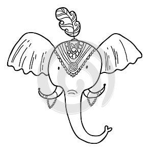 Maharaja Garden set. Elefant. Coloring page.