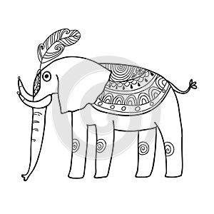 Maharaja Garden set. Elefant. Coloring page.