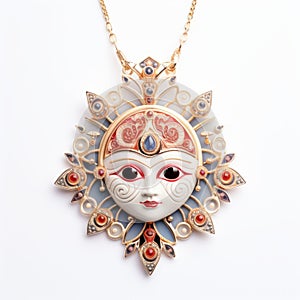 Maharaja Inspired Pendant With Sun Mask Design photo