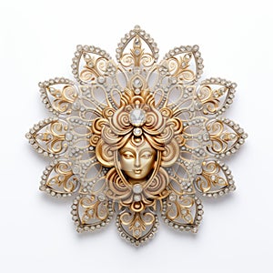 Maharani Inspired Gold Sculpture With Face And Pearls photo