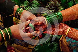 Maharashtrian pre wedding bangle ceremony. photo