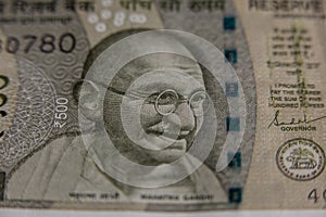 Mahatma Gandhi on Five hundred rupees indian currency