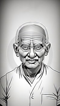 Mahatma Gandhi, Indian freedom Fighter, 2 October Ai generated illustration smartphone, wallpaper