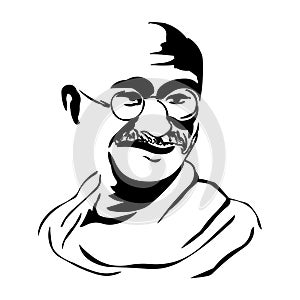 Mahatma Gandhi.Vector portrait illustration of Mahatma Gandhi.