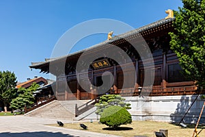 Mahavira or Main Hall of historic Baoshan Temple or Treasure Mountain Serene Temple