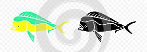 Mahi mahi or common dolphin fish, graphic design