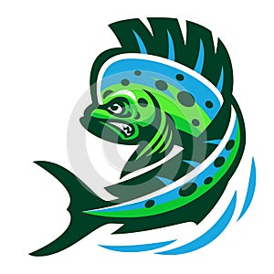 Mahi-Mahi Fish Mascot Logo Illustration