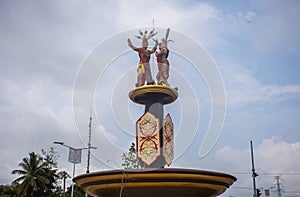 Mahir Mahar Monument in Palangkaraya, The monument depicts a pair of traditional dancers of Central Kalimantan.