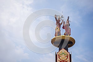 Mahir Mahar Monument in Palangkaraya, The monument depicts a pair of traditional dancers of Central Kalimantan.