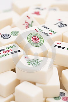 Mahjong board game pieces