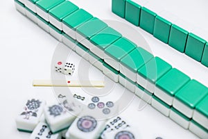 Mahjong the east asia game on white background