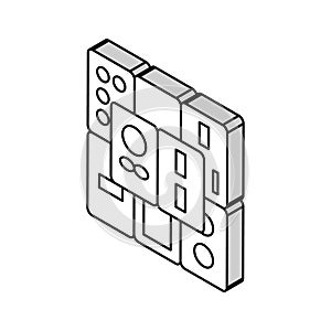 mahjong tiles board table isometric icon vector illustration