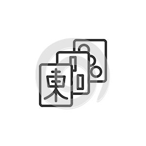 Mahjong tiles line icon