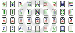 Mahjong tiles set, vector illustration flat design