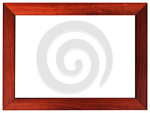 Mahogany picture frame isolated on white color.