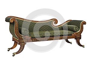 Mahogany scroll arm sofa chaise longue