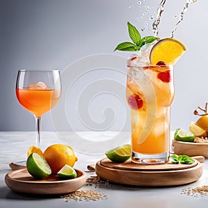 Mai tai cocktail, mixed alcoholic drink served in glass