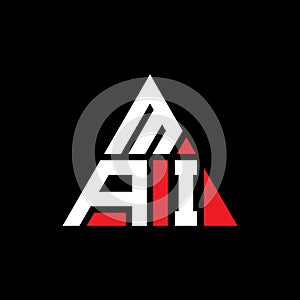MAI triangle letter logo design with triangle shape. MAI triangle logo design monogram. MAI triangle vector logo template with red