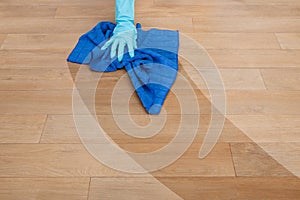 Maid cleaning floor