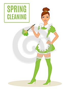 Maid Cleaning Lady Dusting