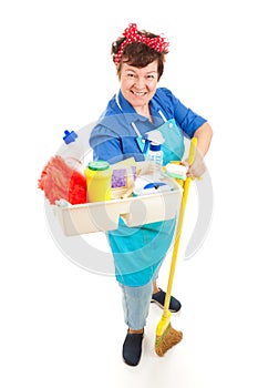Maid with Cleaning Products