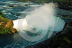 Mist lifts from the Canadian Falls