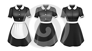 Maid Uniform Elegant Textile Clothes Set Vector