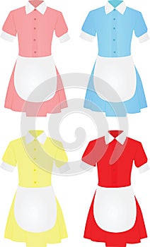 Maid uniform in four different colors