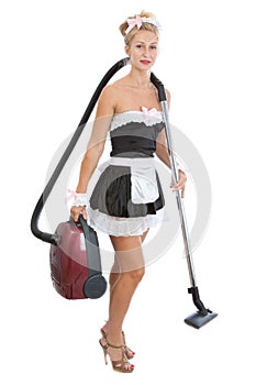maid with vacuum cleaner