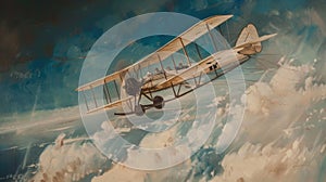 Maiden Flight: Wright Brothers\' Historic Journey Captured in Painting photo