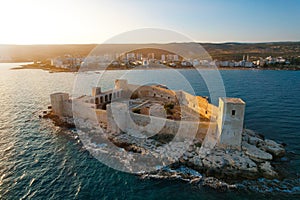 Maiden\'s castle (kizkalesi) Mersin, Turkey. Aerial view of the maiden\'s castle (Kiz Kalesi)