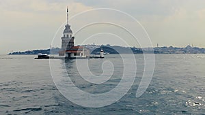 Maiden`s tower with old city istanbul background - Turkey