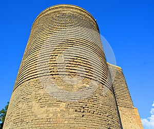 The Maiden Tower also known as Giz Galasi, located in the Old City in Baku,