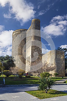 The Maiden Tower also known as Giz Galasi, located in the Old City in Baku, Azerbaijan