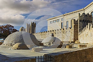 The Maiden Tower also known as Giz Galasi, located in the Old City in Baku, Azerbaijan