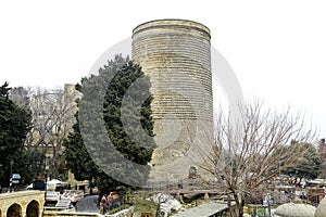 The Maiden Tower also known as Giz Galasi, located in the Old City in Baku, Azerbaijan. Maiden Tower was built in the 12th century